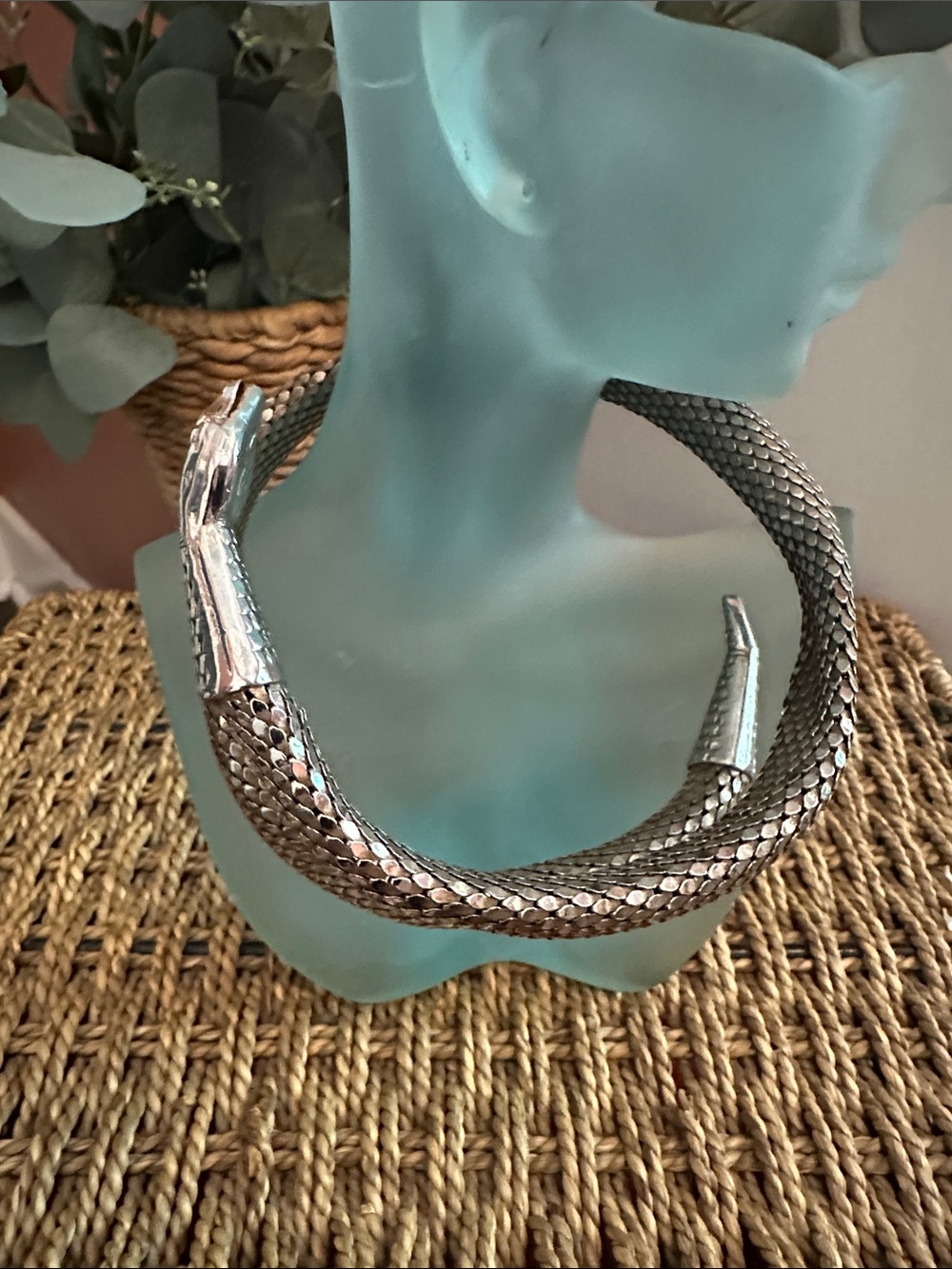Vintage Whiting & Davis silver mesh snake choker wrap necklace or bracelet - Picture 7 of 13